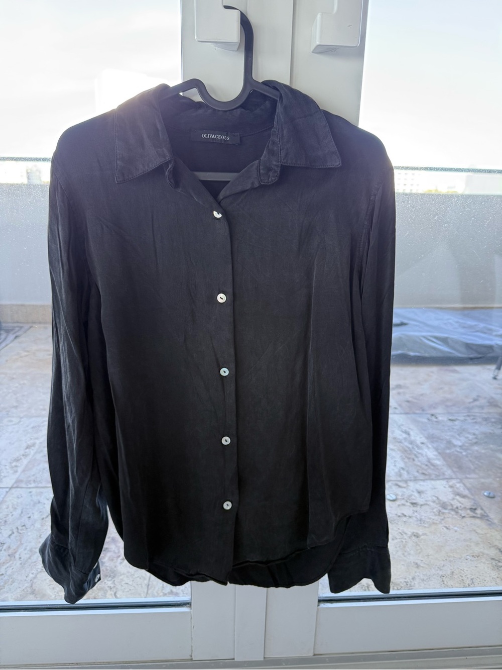 Black Long-Sleeve Button-Down Shirt